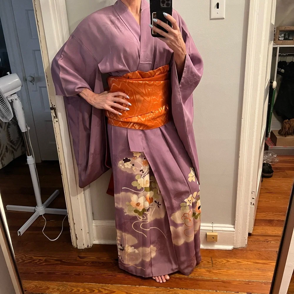 Genuine Japanese kimono with obi - Picture 2 of 5